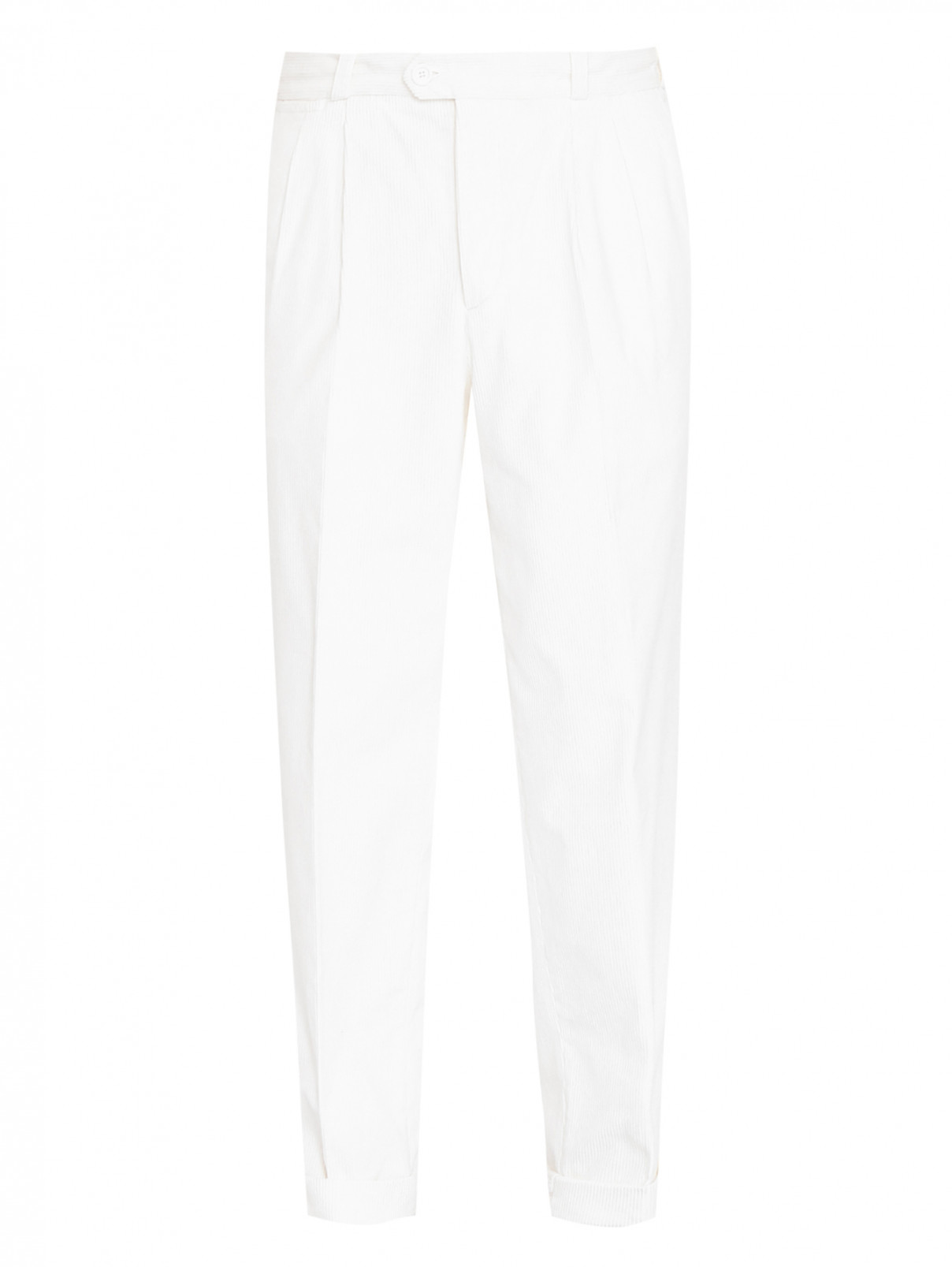 Однотонные брюки из хлопкового вельвета PT Torino  –  Общий вид  – Цвет:  Белый