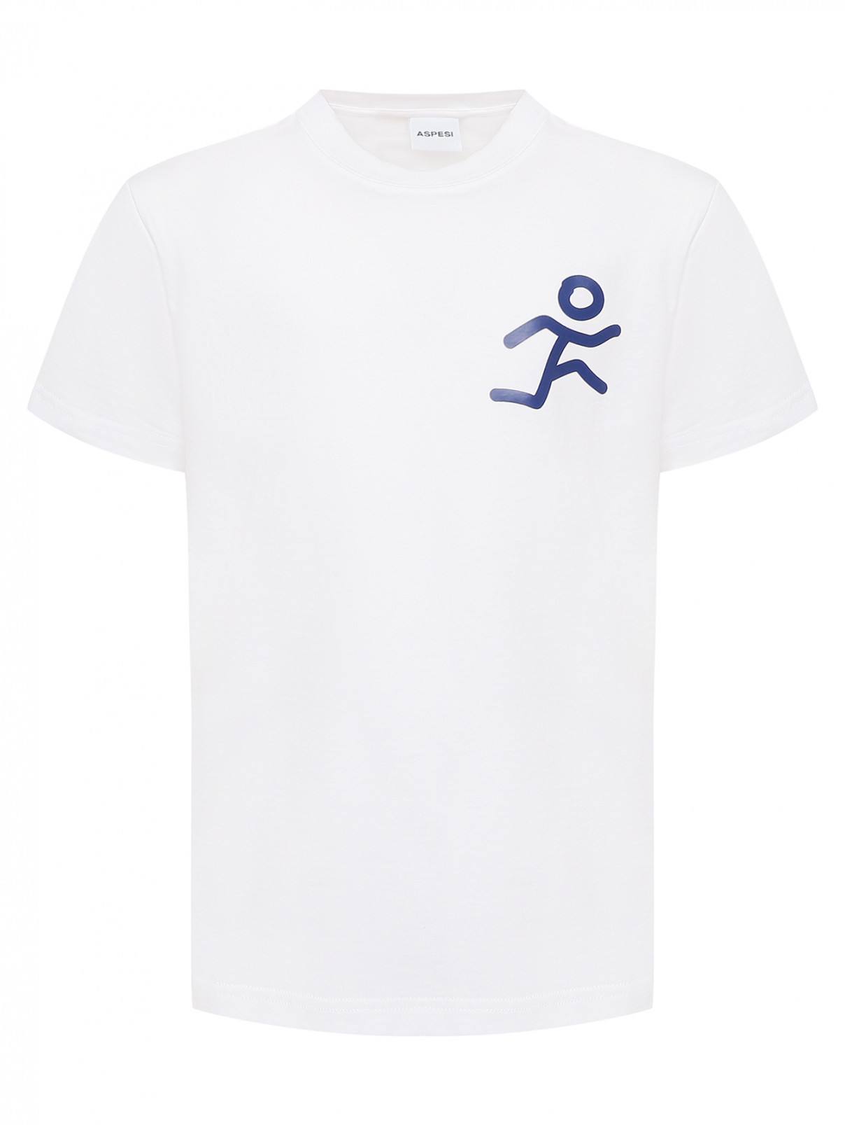 Хлопковая футболка с принтом Aspesi  –  Общий вид  – Цвет:  Белый