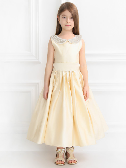 Платье из шелка с воротничком расшитым бусинами и бисером Nicki Macfarlane - Модель Верх-Низ