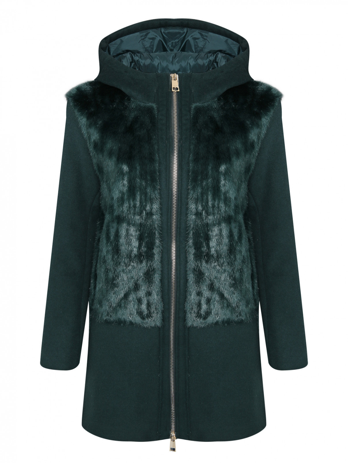 Пальто на молнии с капюшоном Liu Jo  –  Общий вид  – Цвет:  Зеленый