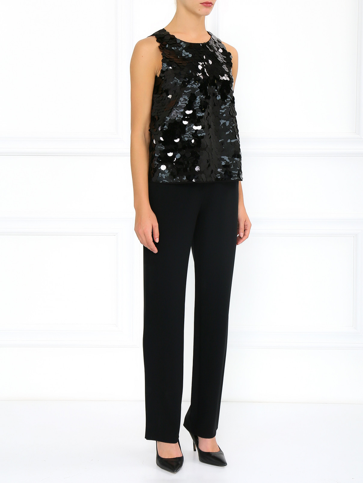 Классические брюки с контрастной отделкой Marina Rinaldi  –  Модель Общий вид  – Цвет:  Черный