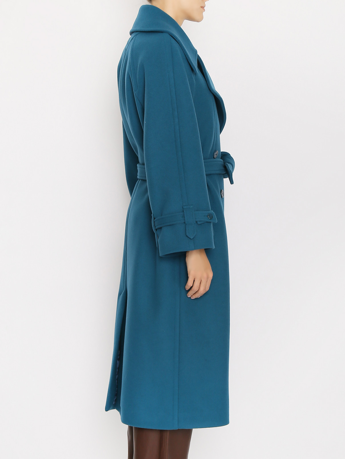 Пальто из шерсти с поясом Alberta Ferretti  –  МодельВерхНиз2  – Цвет:  Синий