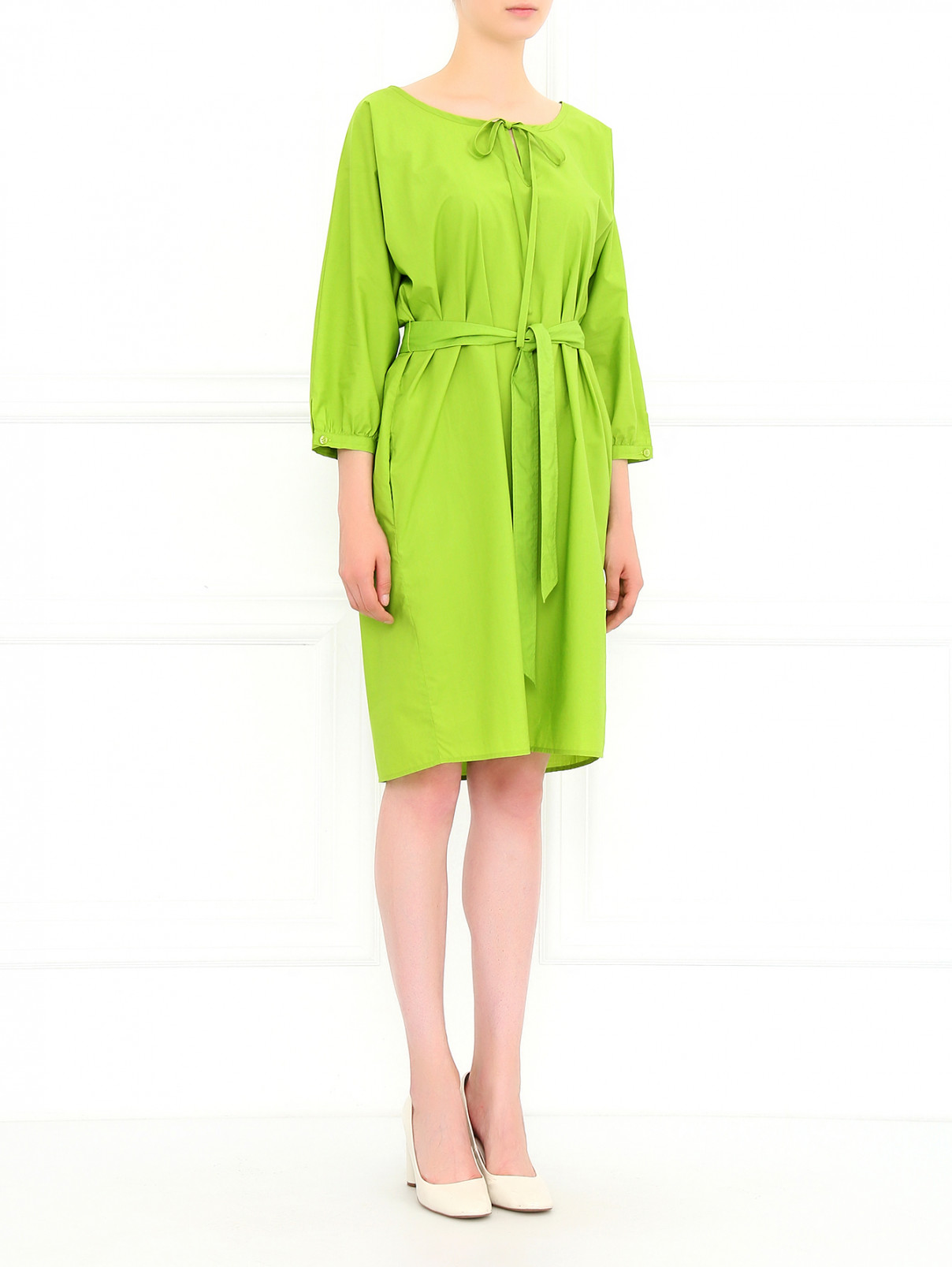 Платье из хлопка с боковыми карманами Moschino Couture  –  Модель Общий вид  – Цвет:  Зеленый