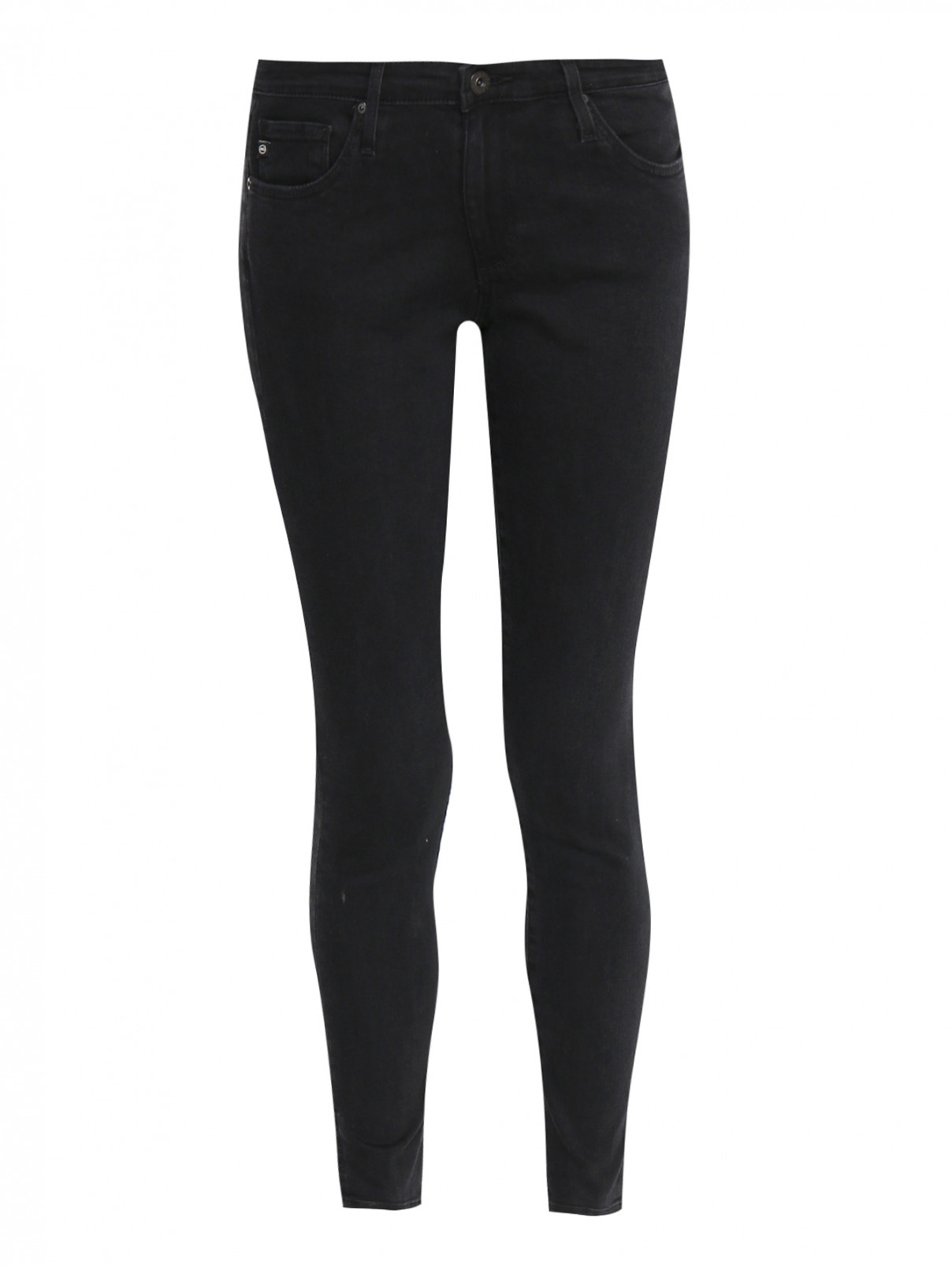 Джинсы зауженные с разрезами AG Jeans  –  Общий вид  – Цвет:  Черный