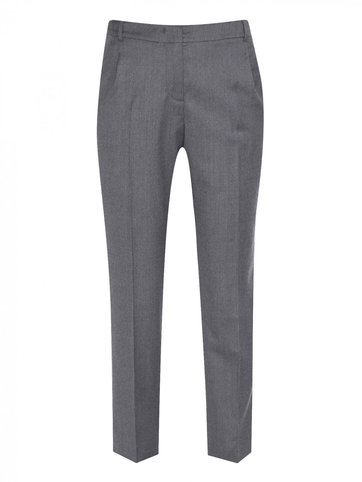 Укороченные брюки из шерсти с карманами Weekend Max Mara  –  Общий вид  – Цвет:  Серый
