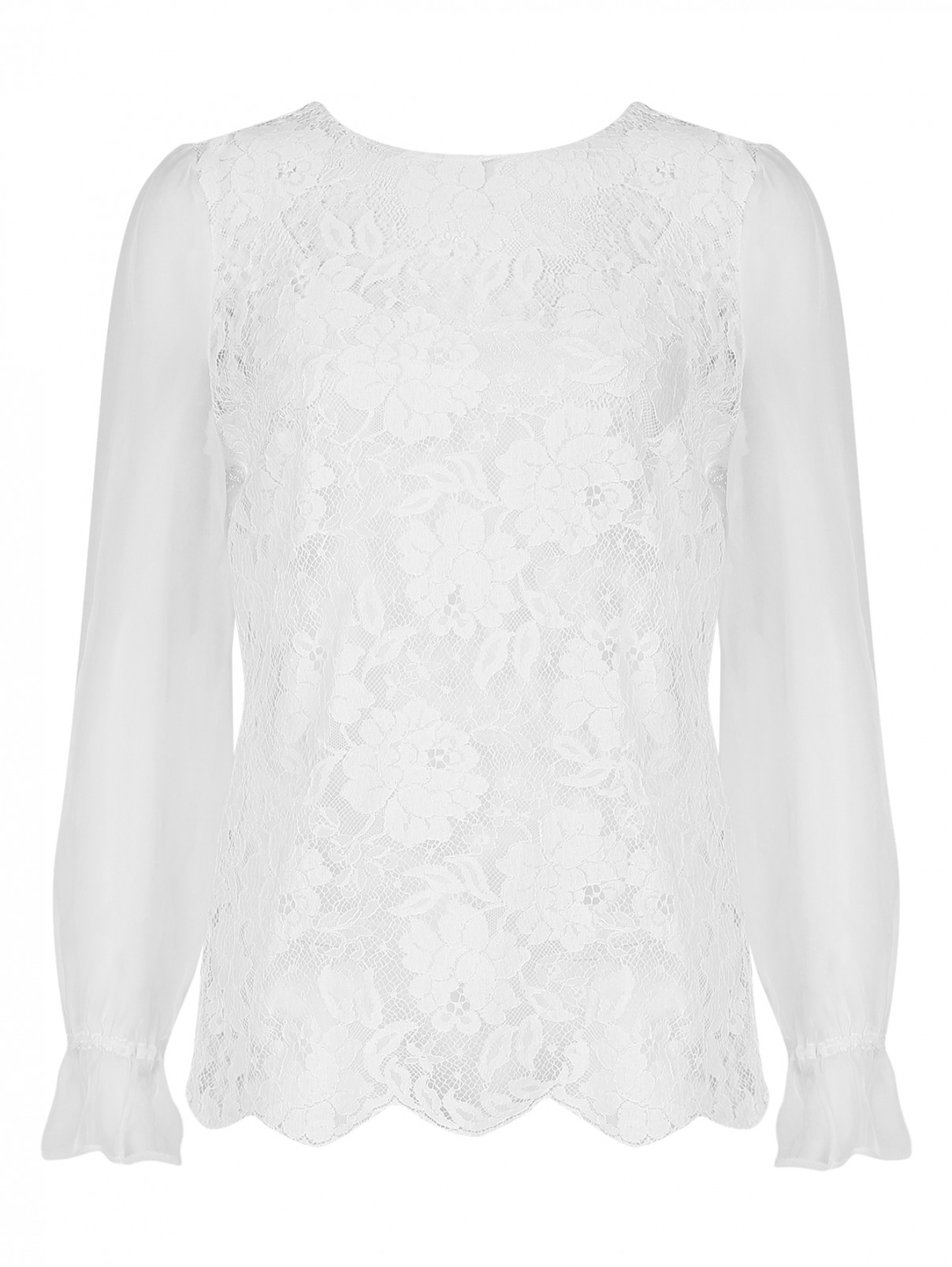 Блуза со вставками из кружева Mary Katrantzou  –  Общий вид  – Цвет:  Белый