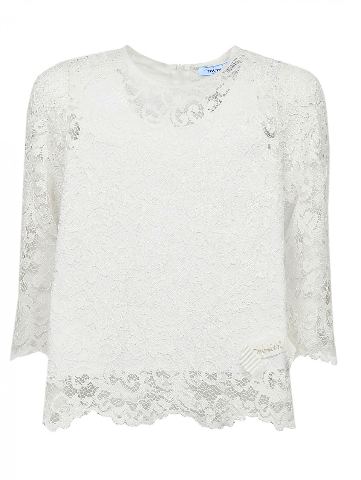 Блуза из фактурного кружева MiMiSol  –  Общий вид  – Цвет:  Белый
