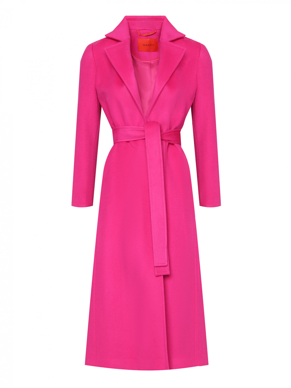 Пальто из шерсти с поясом Max&Co  –  Общий вид  – Цвет:  Фиолетовый
