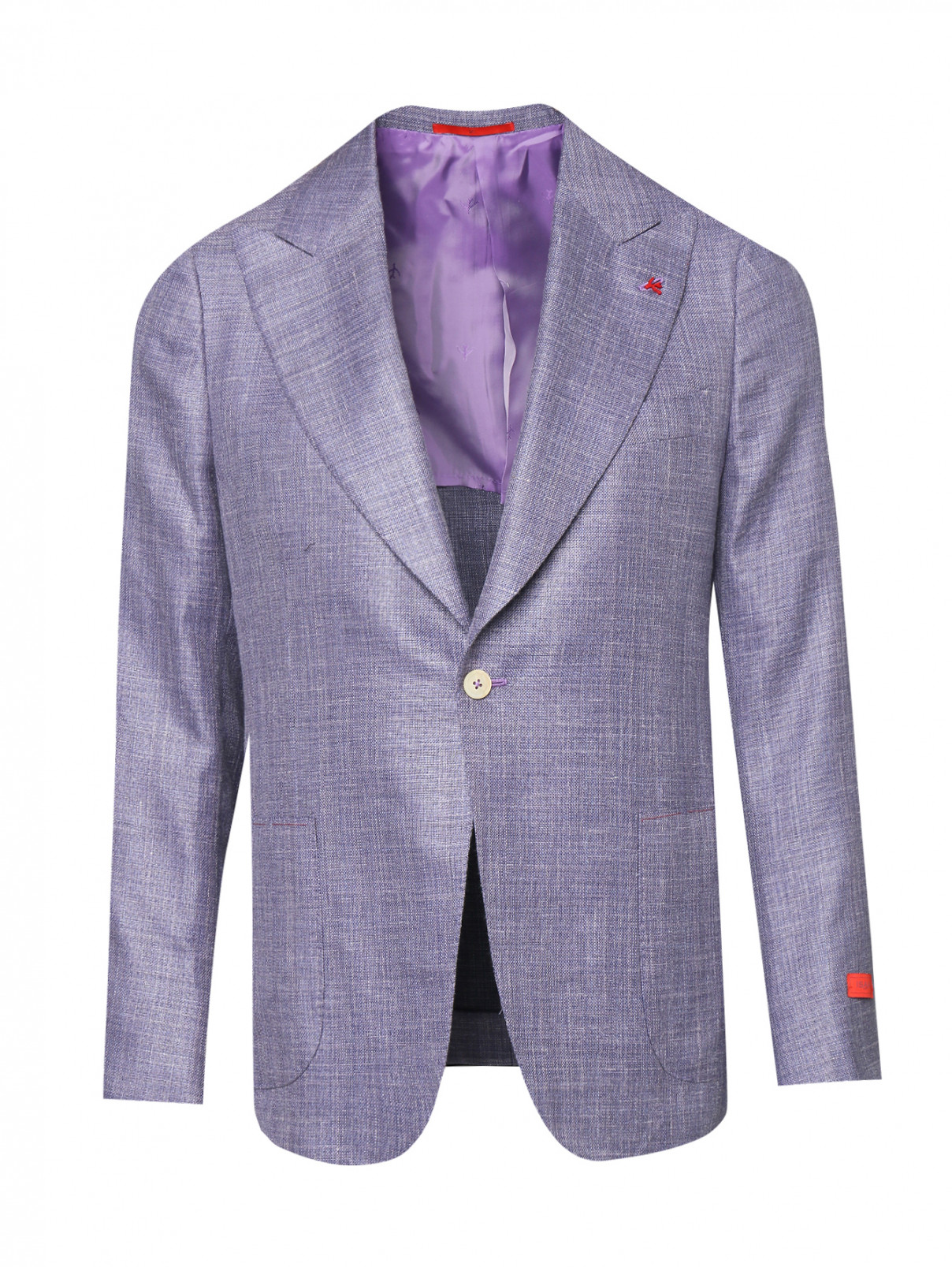 Пиджак из шерсти шелка и льна Isaia  –  Общий вид  – Цвет:  Фиолетовый