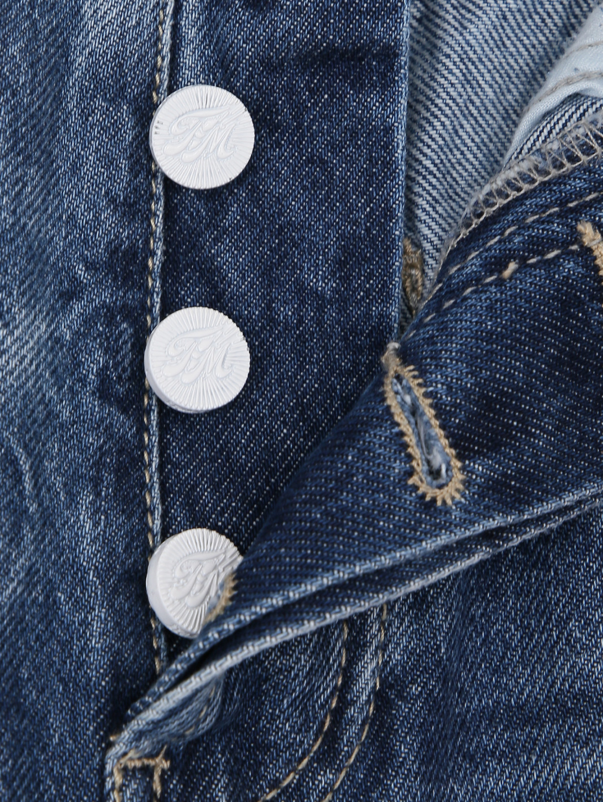 Джинсы из хлопка прямого кроя с карманами Frankie Morello  –  Деталь1  – Цвет:  Синий