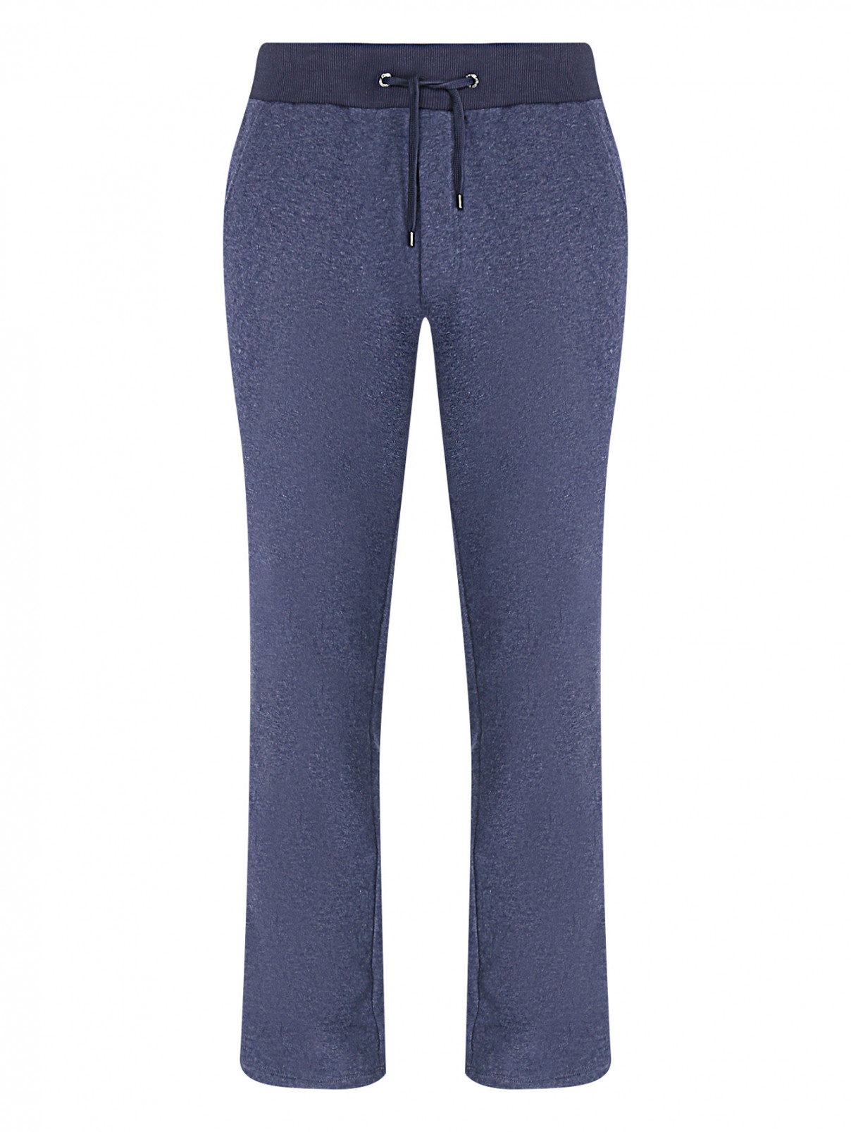 Трикотажные брюки на резинке с вышивкой BOSCO  –  Общий вид  – Цвет:  Синий