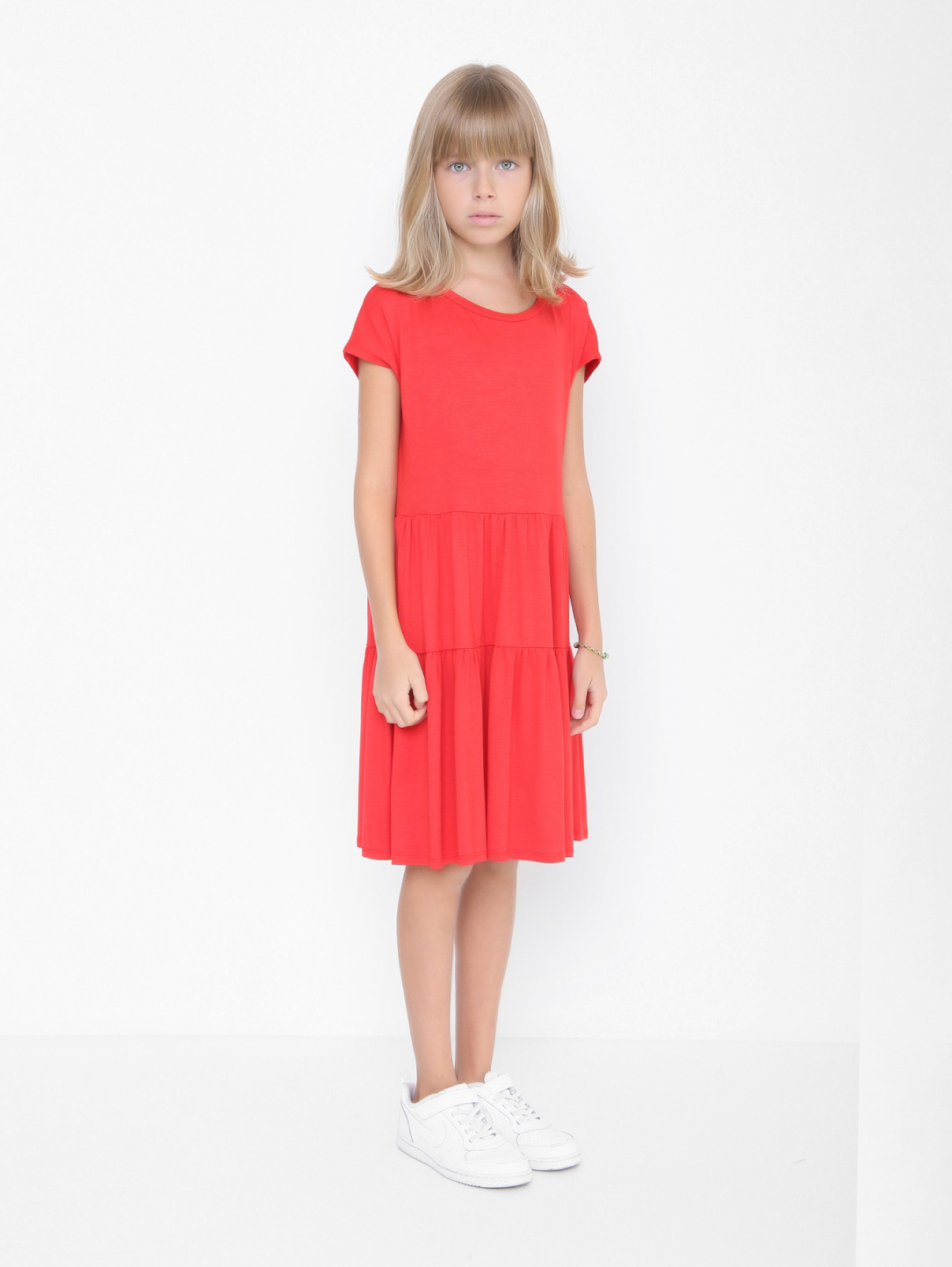 Платье из трикотажа с коротким рукавом DIXIE  –  МодельВерхНиз  – Цвет:  Красный