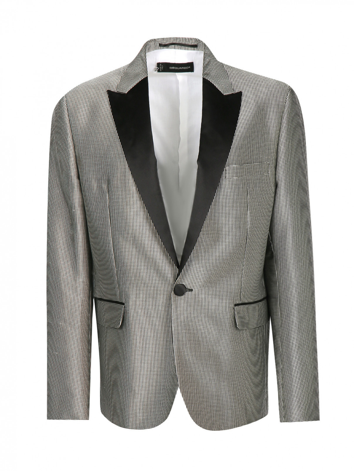 Пиджак однобортный с узором Dsquared2  –  Общий вид  – Цвет:  Серый