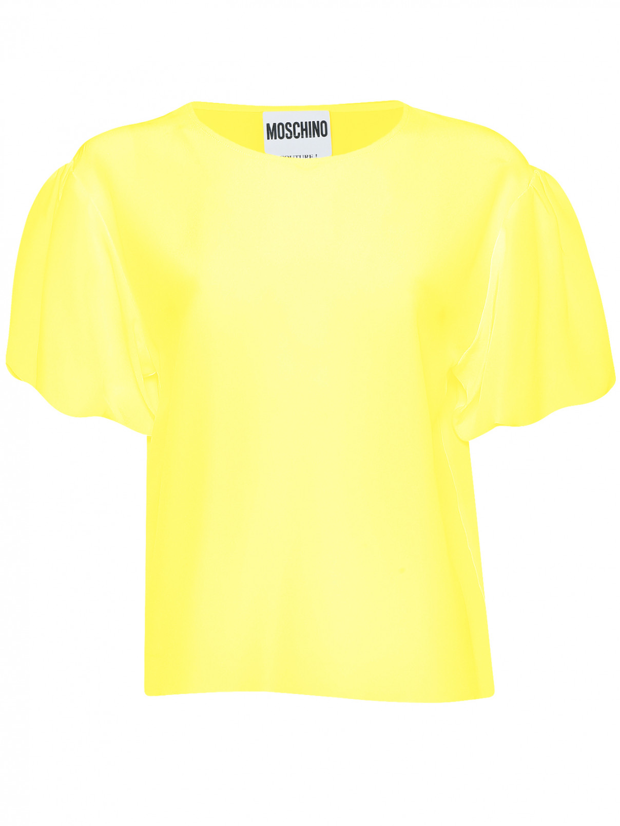 Блуза из шелка с короткими рукавами Moschino  –  Общий вид  – Цвет:  Желтый