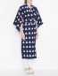 Платье-кимоно из хлопка с узором и вышивкой Kleed  –  МодельВерхНиз