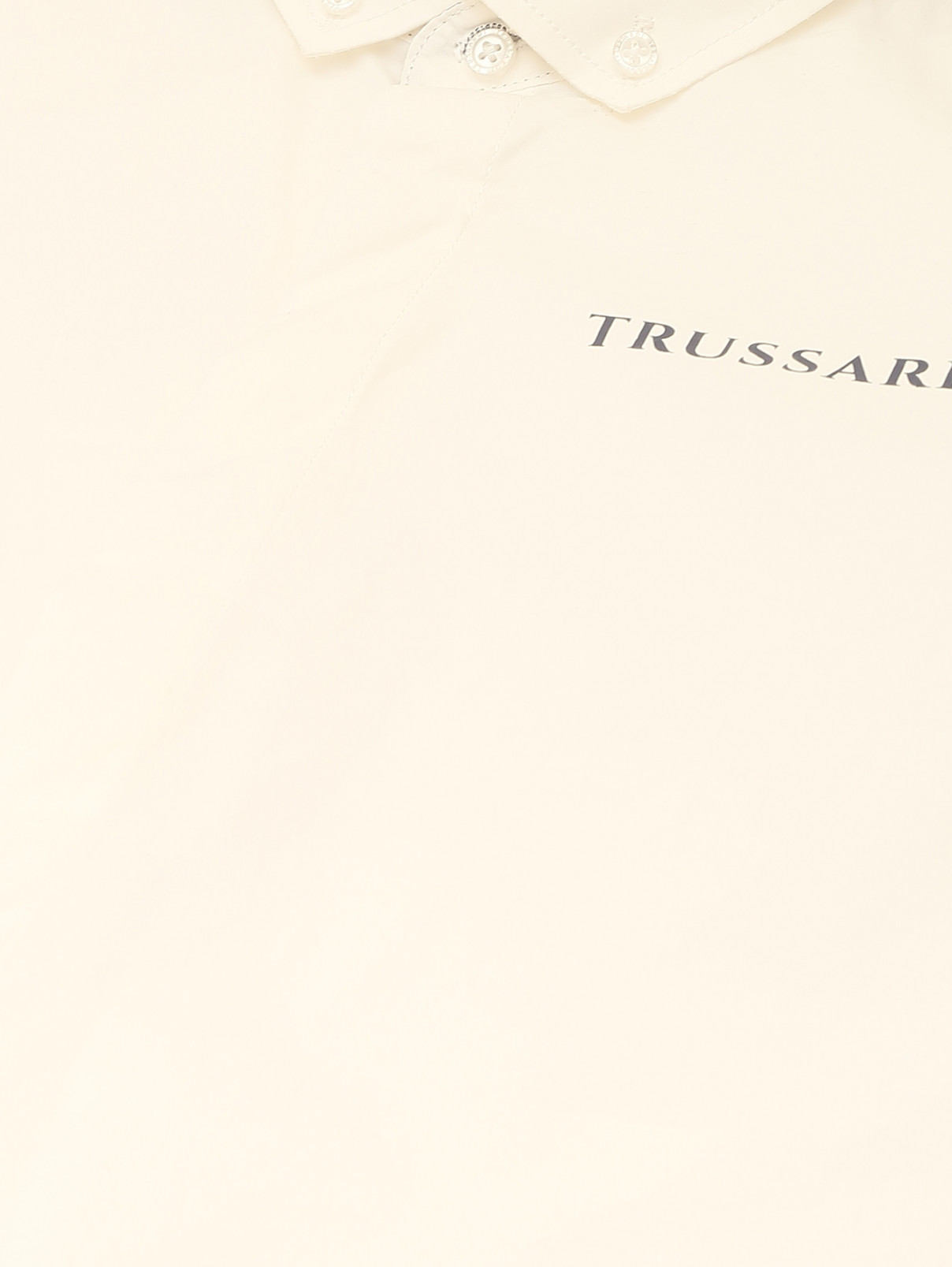 Рубашка из хлопка с логотипом Trussardi  –  Деталь  – Цвет:  Белый
