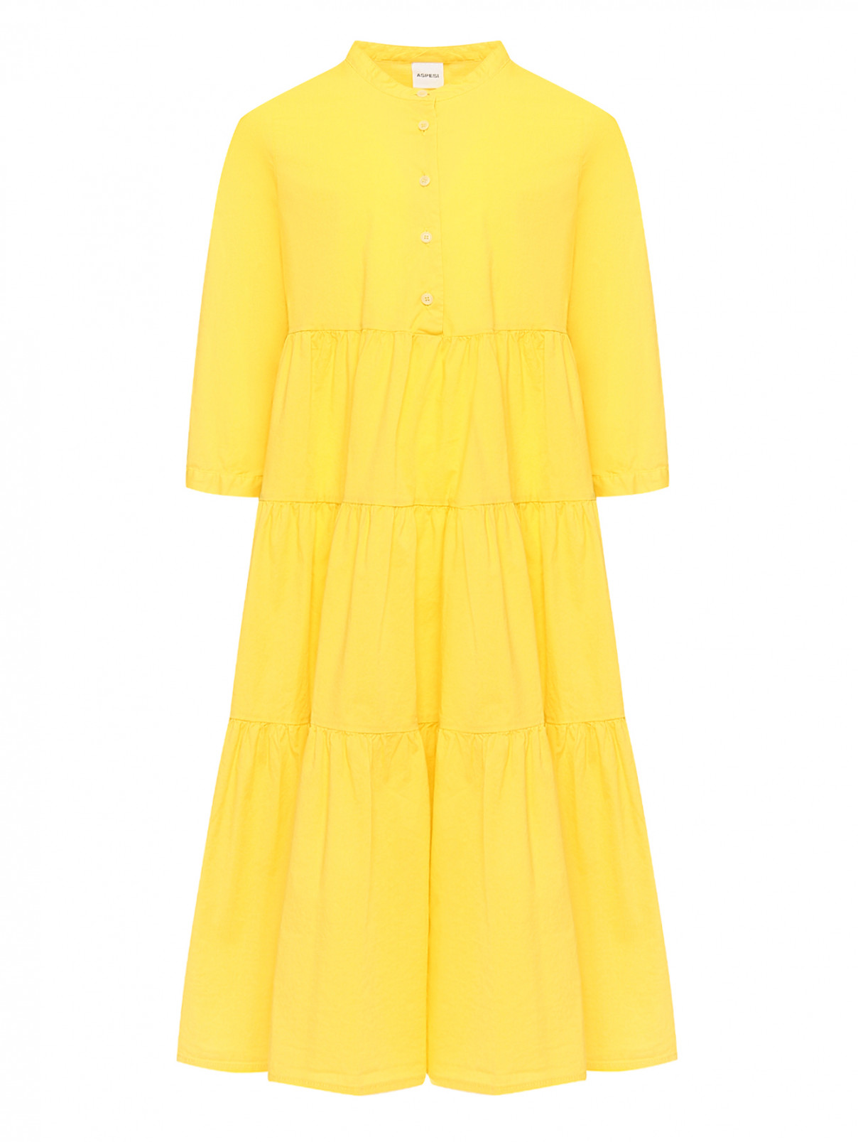 Платье из хлопка на пуговицах Aspesi  –  Общий вид  – Цвет:  Желтый