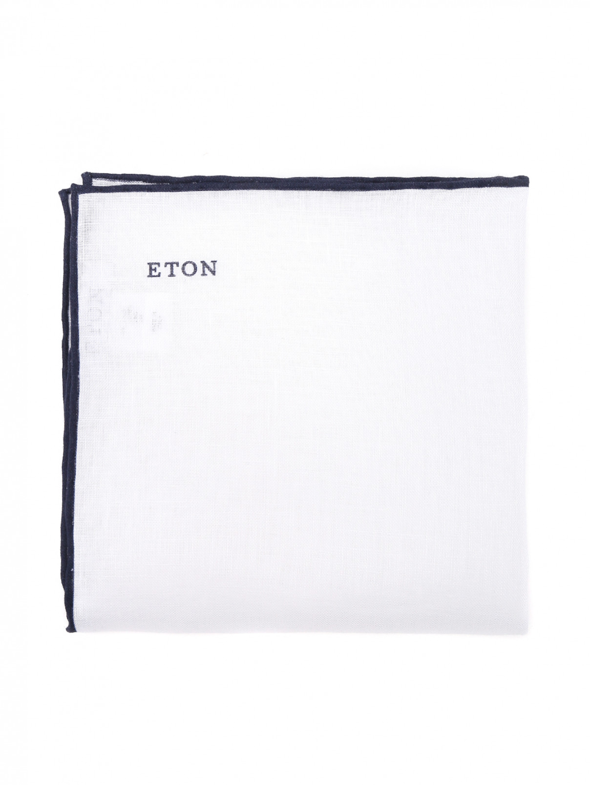 Платок карманный изо льна с контрастной отделкой Eton  –  Общий вид  – Цвет:  Белый