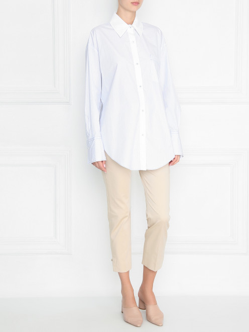 Блуза из хлопка свободного кроя с узором "полоска" Sonia Rykiel - МодельОбщийВид