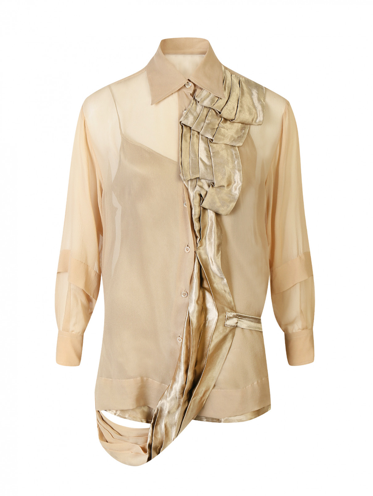 Блуза из шелка с драпировкой Antonio Marras  –  Общий вид  – Цвет:  Золотой
