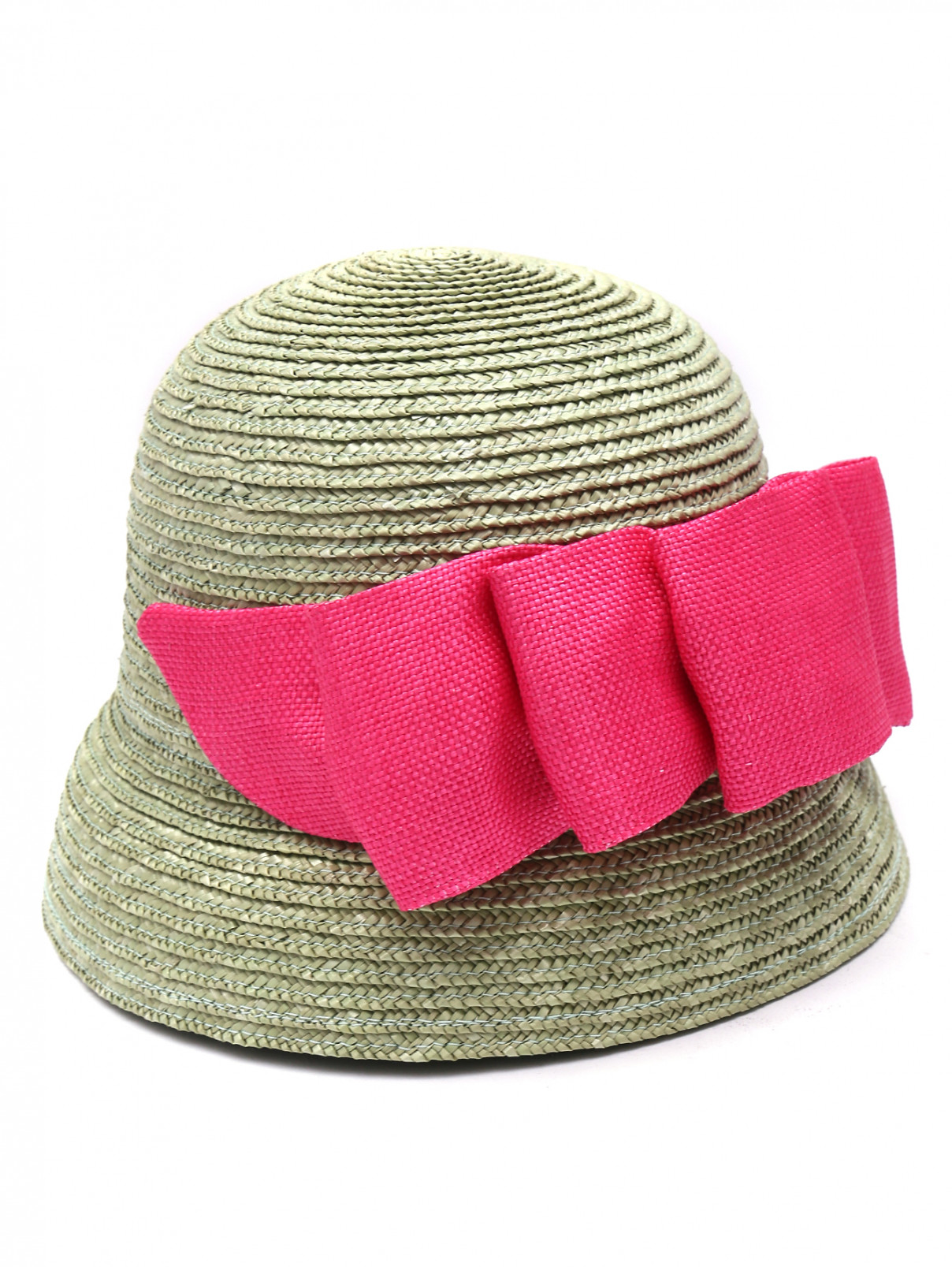 Шляпа из соломы с бантом MiMiSol  –  Общий вид  – Цвет:  Зеленый