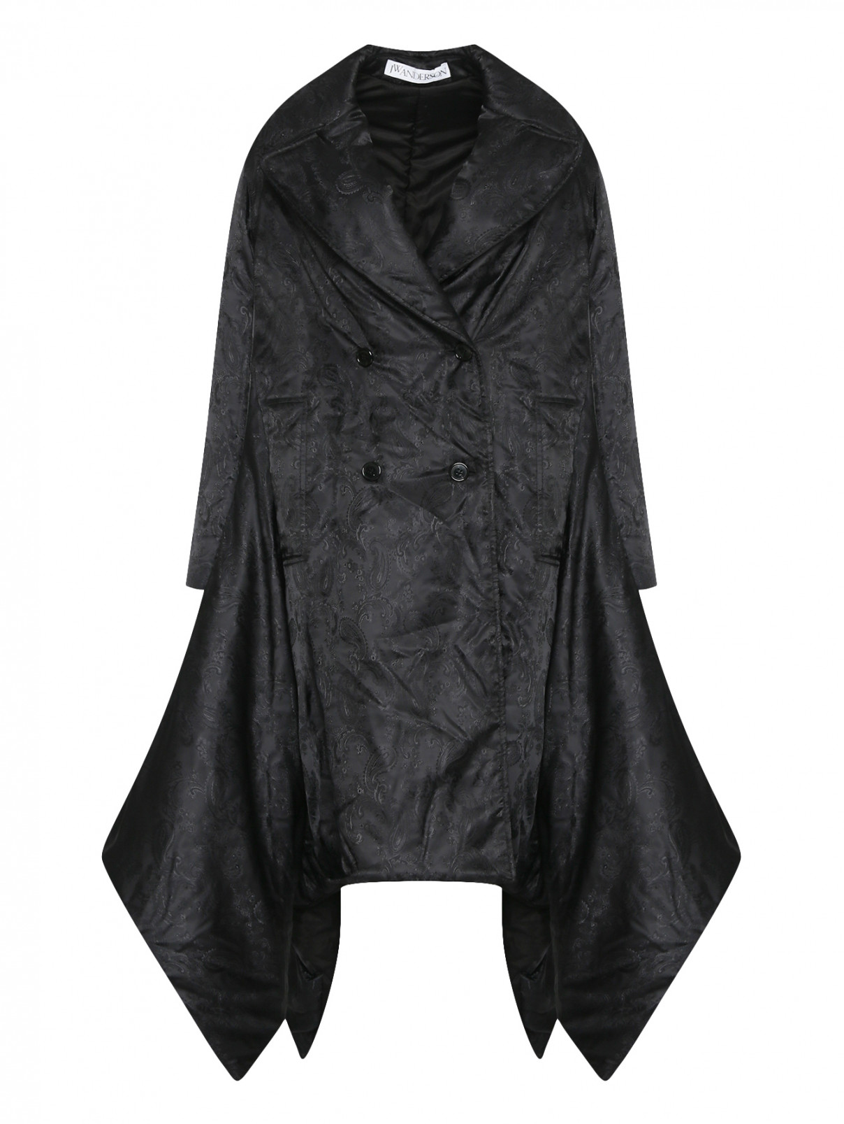 Двубортное пальто свободного кроя с узором J.W. Anderson  –  Общий вид  – Цвет:  Черный
