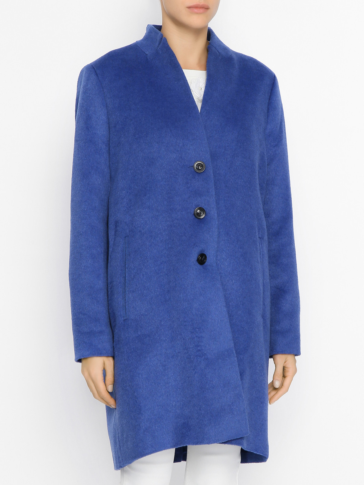 Пальто на пуговицах прямого кроя с добавлением шерсти Comma  –  МодельВерхНиз