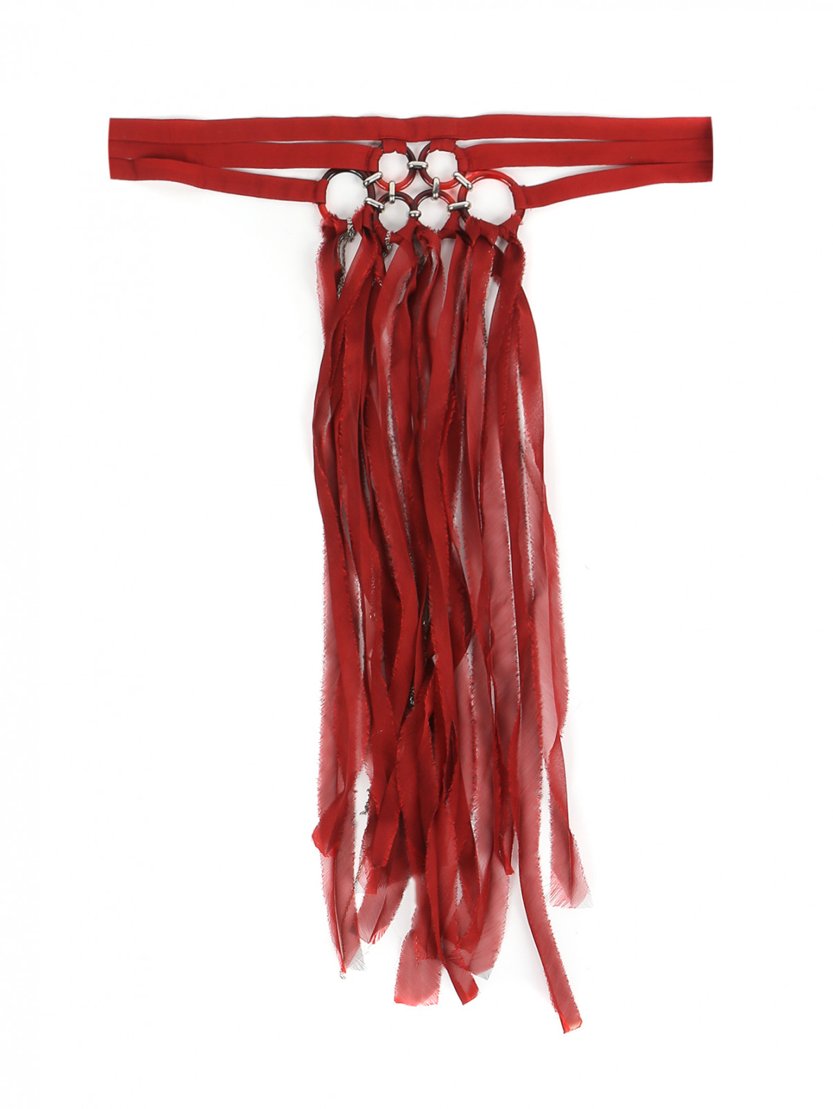 Пояс из текстиля с бахромой La Perla  –  Общий вид  – Цвет:  Красный