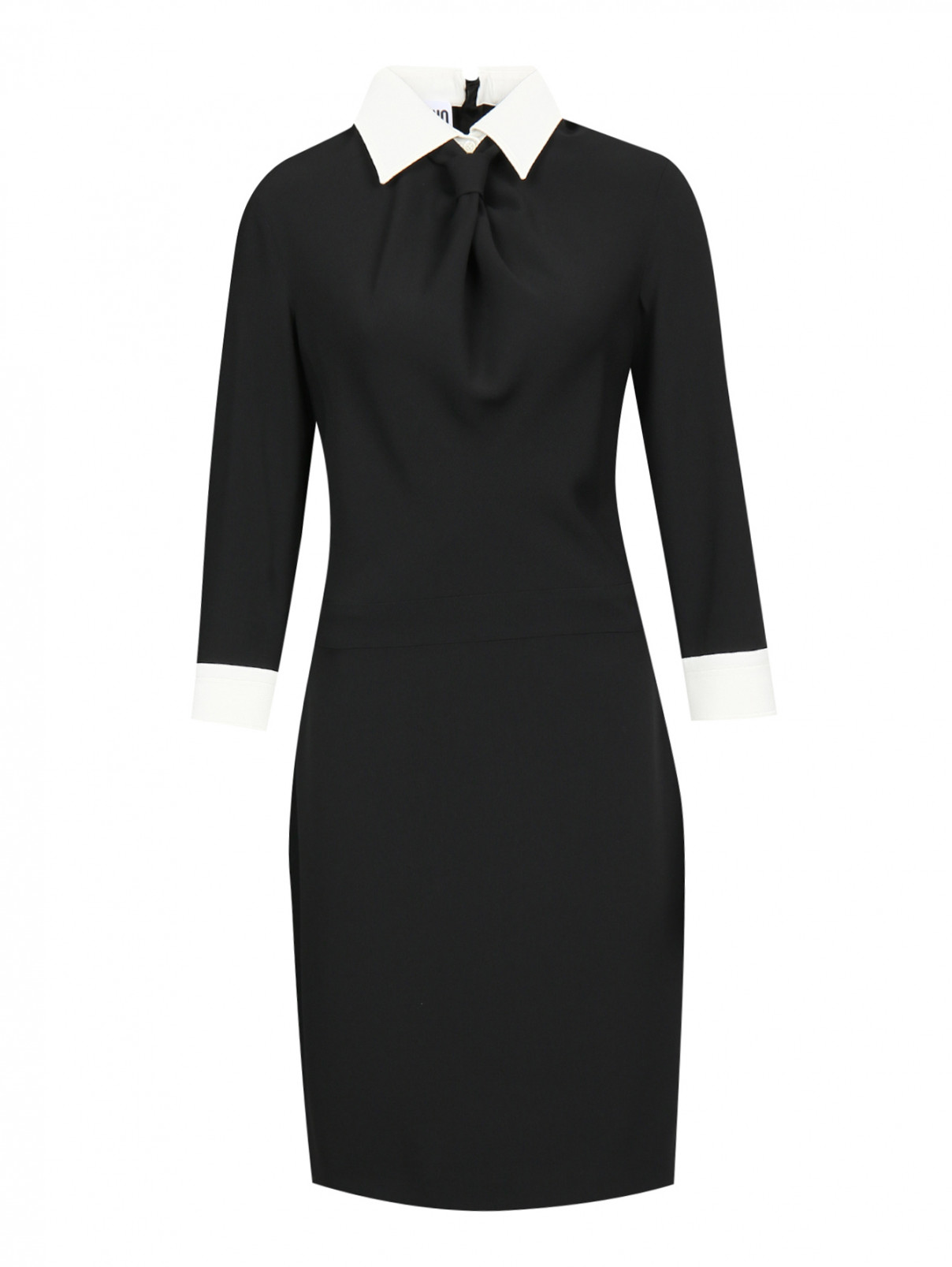 Платье-миди с контрастной отделкой Moschino  –  Общий вид  – Цвет:  Черный