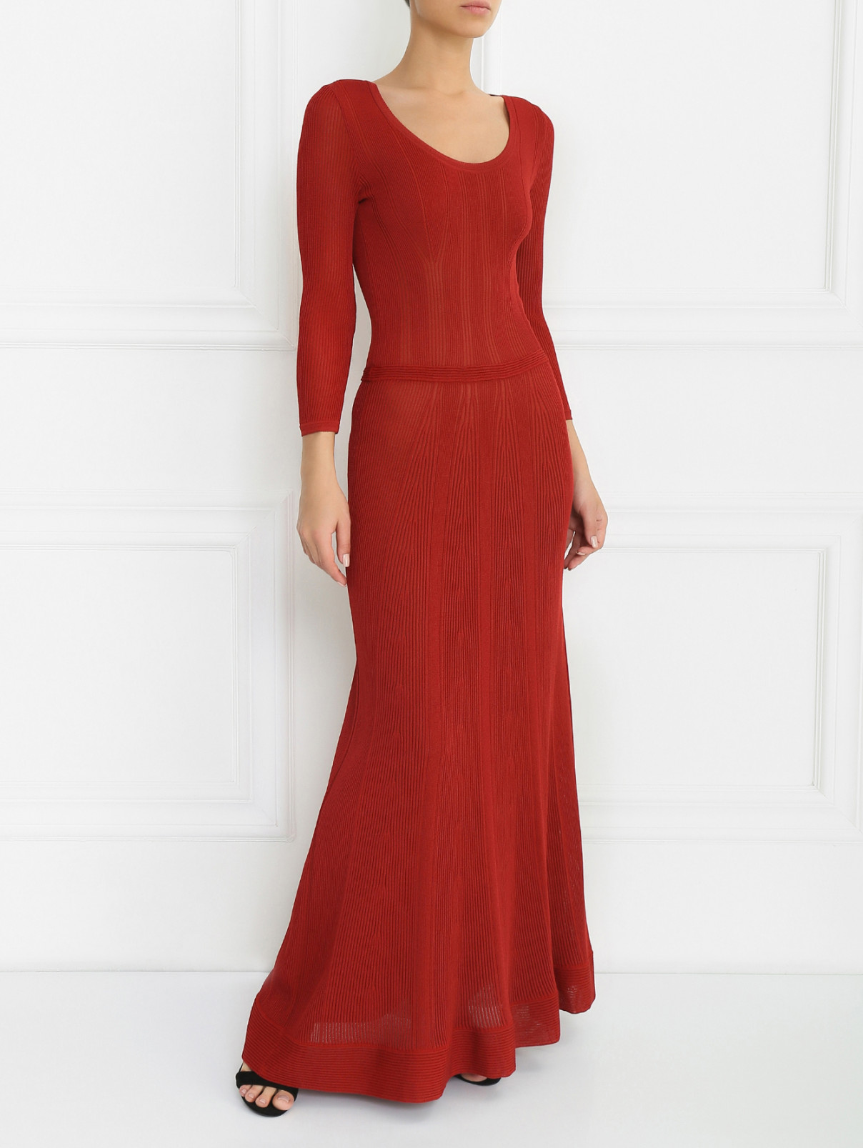 Платье-макси с рукавом 3/4 Alberta Ferretti  –  Модель Общий вид  – Цвет:  Красный