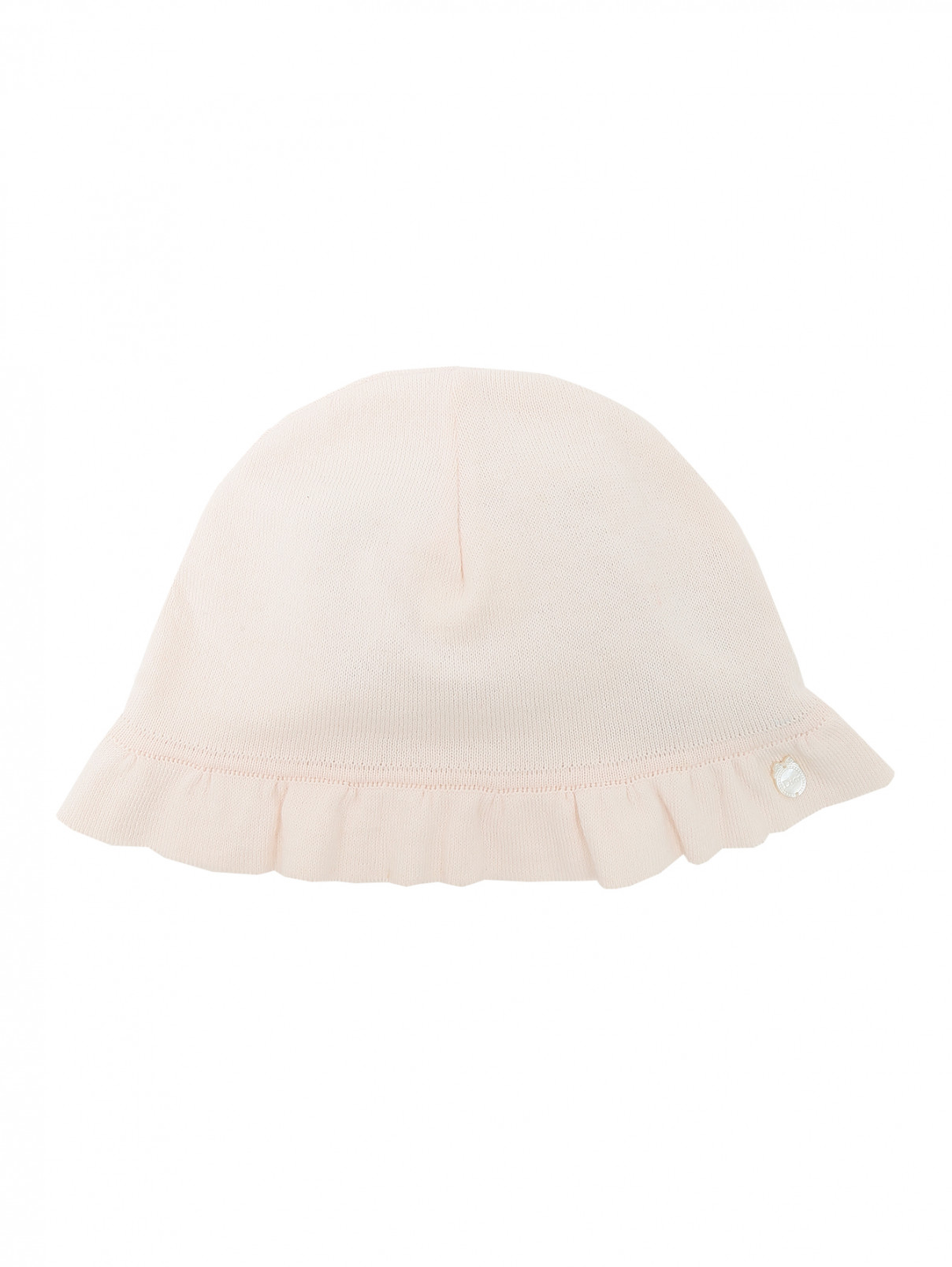 Трикотажная шапочка с оборкой Baby Dior  –  Общий вид  – Цвет:  Розовый