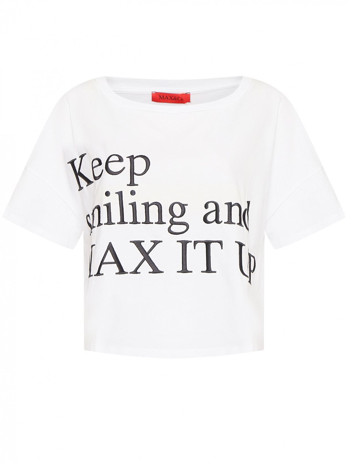 Укороченная объемная футболка с вышивкой Max&Co  –  Общий вид