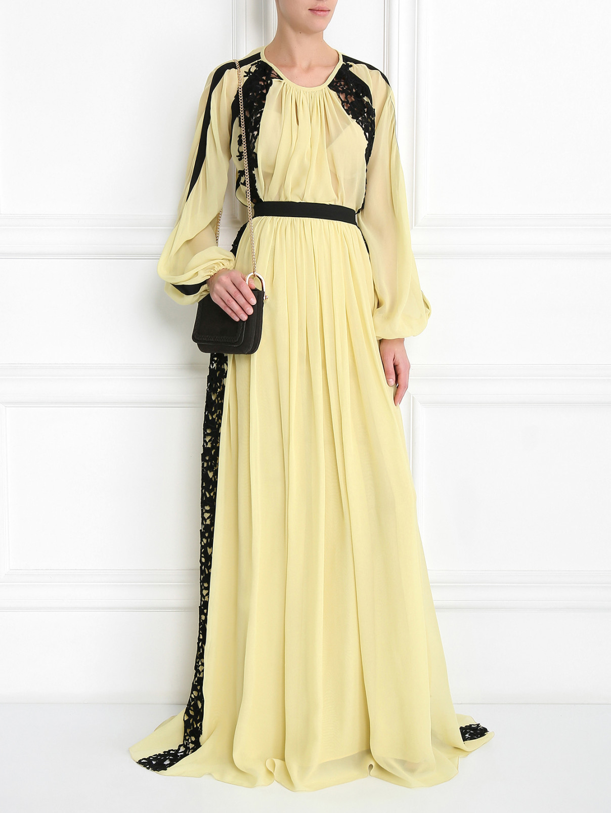 Блуза из смешанного шелка с контрастной отделкой Zuhair Murad  –  Модель Общий вид  – Цвет:  Желтый