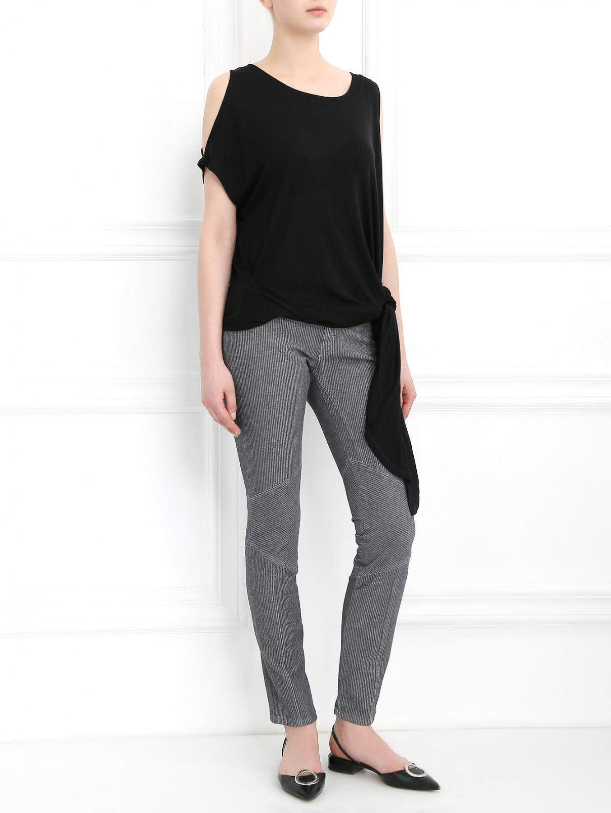 Узкие брюки с узором "полоска" Athe Vanessa Bruno  –  Модель Общий вид  – Цвет:  Серый