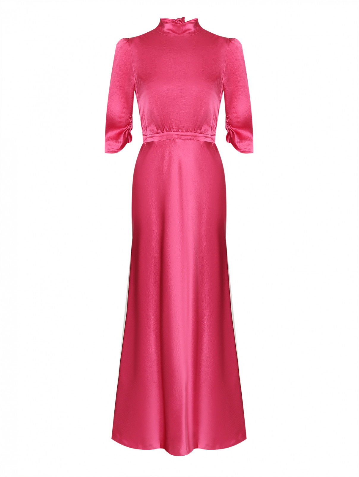 Шелковое платье с декоративным бантами Saloni  –  Общий вид  – Цвет:  Розовый