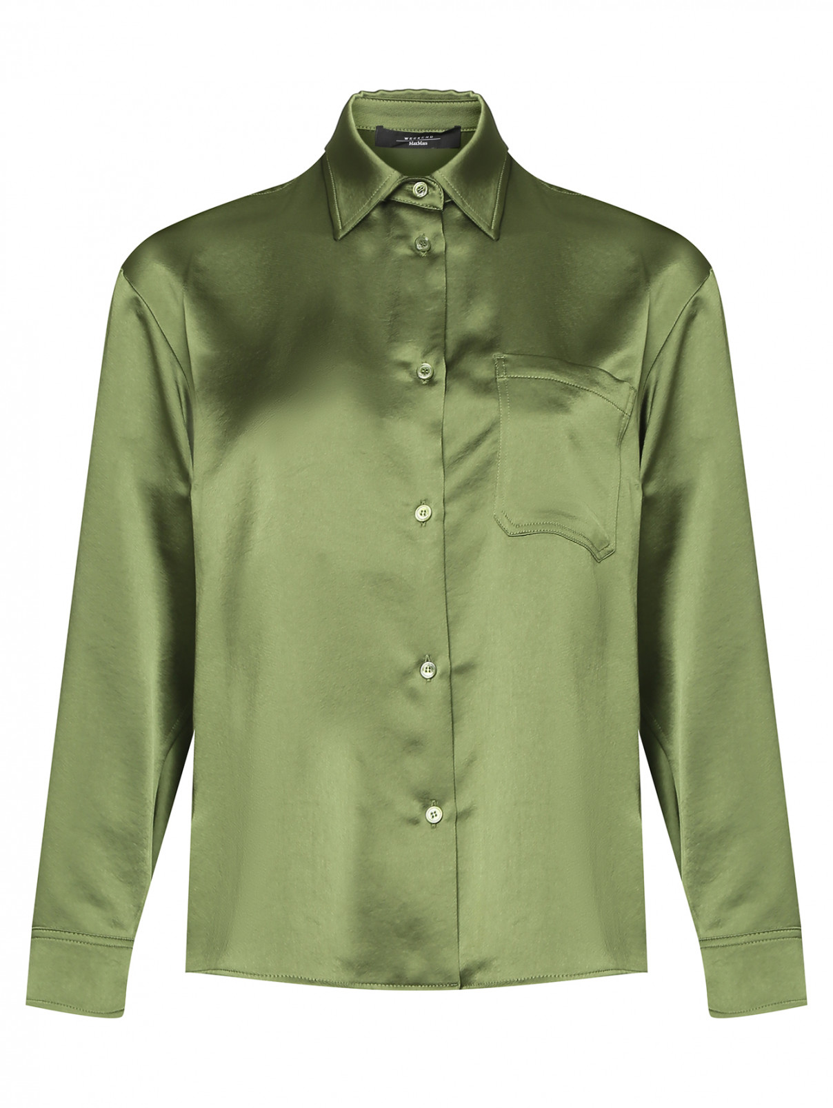 Блуза свободного кроя с накладным карманом Weekend Max Mara  –  Общий вид  – Цвет:  Зеленый