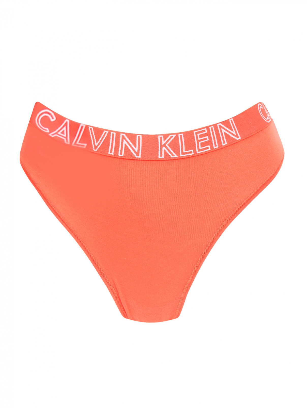 Трусы-слип с контрастным узором Calvin Klein  –  Общий вид  – Цвет:  Оранжевый