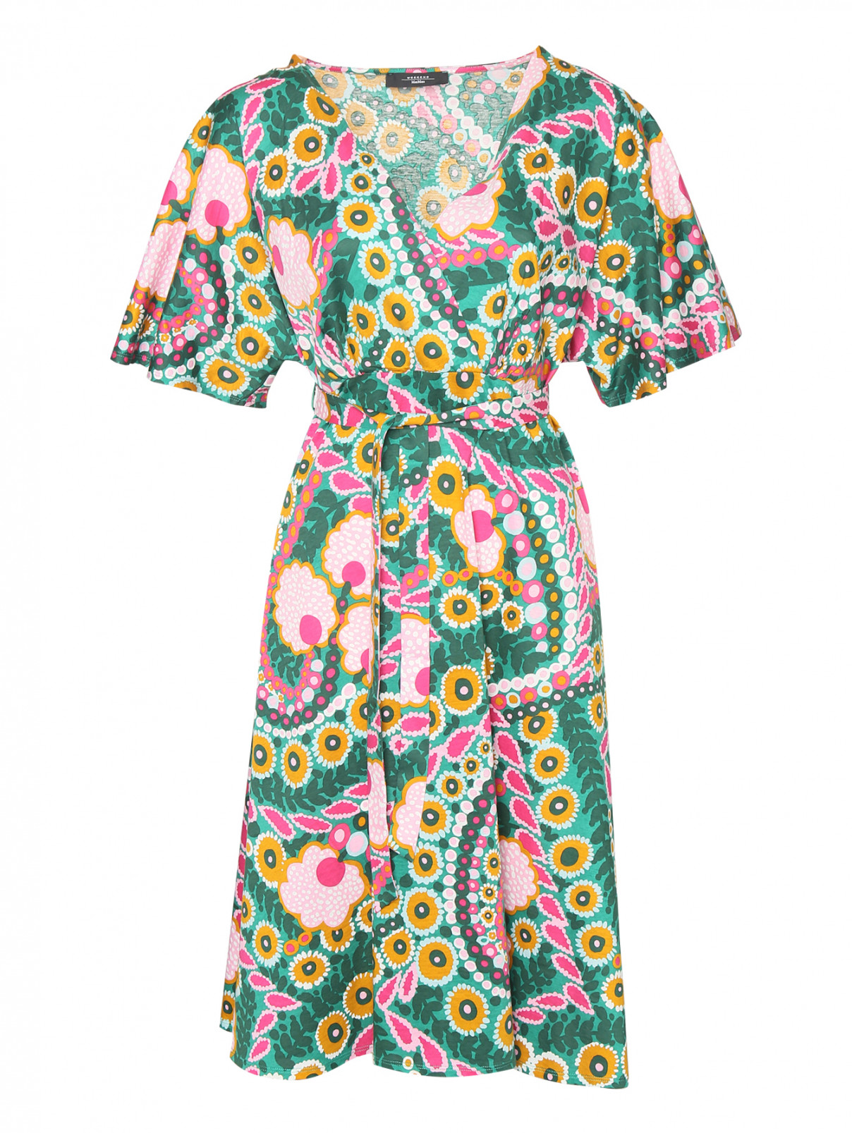Хлопковое платье с коротким рукавом Weekend Max Mara  –  Общий вид  – Цвет:  Узор