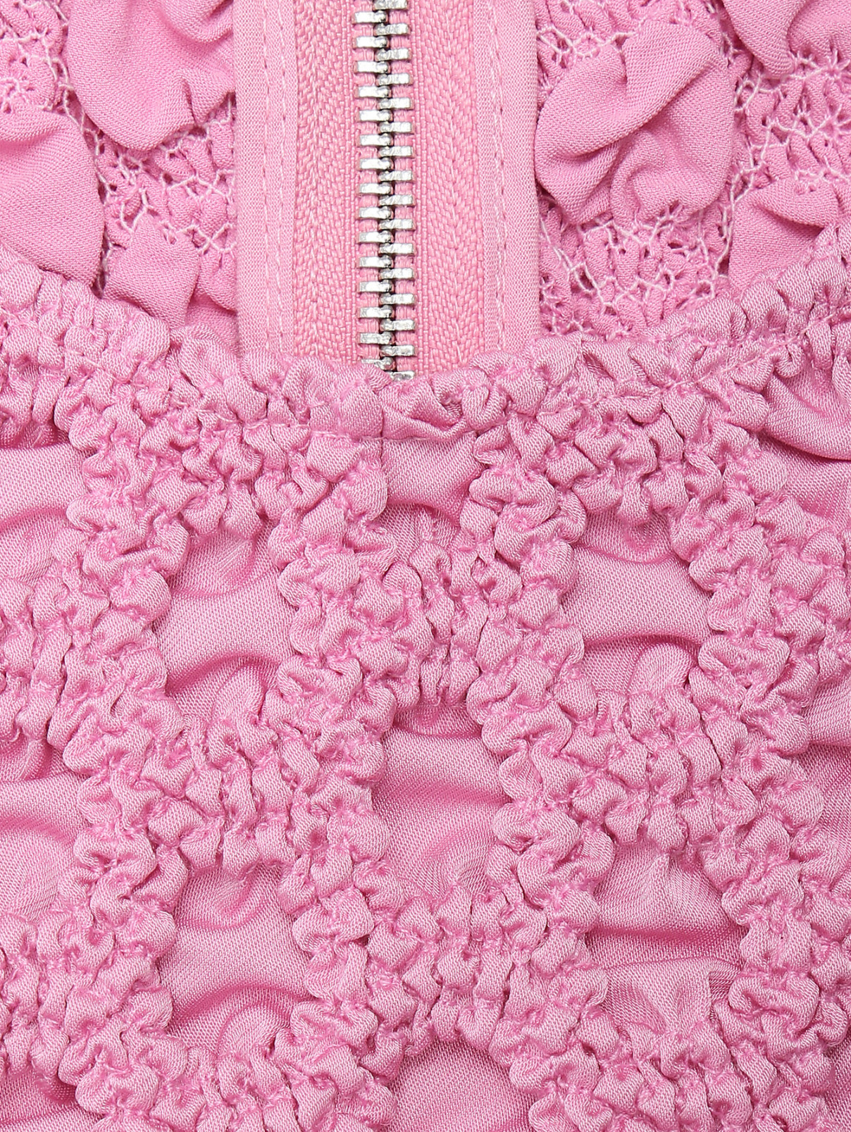 Топ из фактурной ткани с бахромой Ganni  –  Деталь1  – Цвет:  Розовый