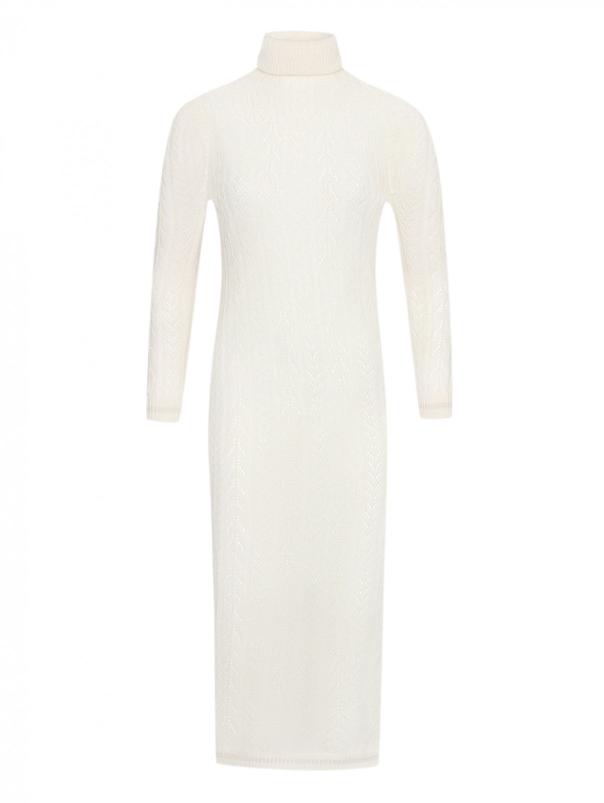 Прямое платье из шерсти альпаки Lorena Antoniazzi  –  Общий вид  – Цвет:  Белый