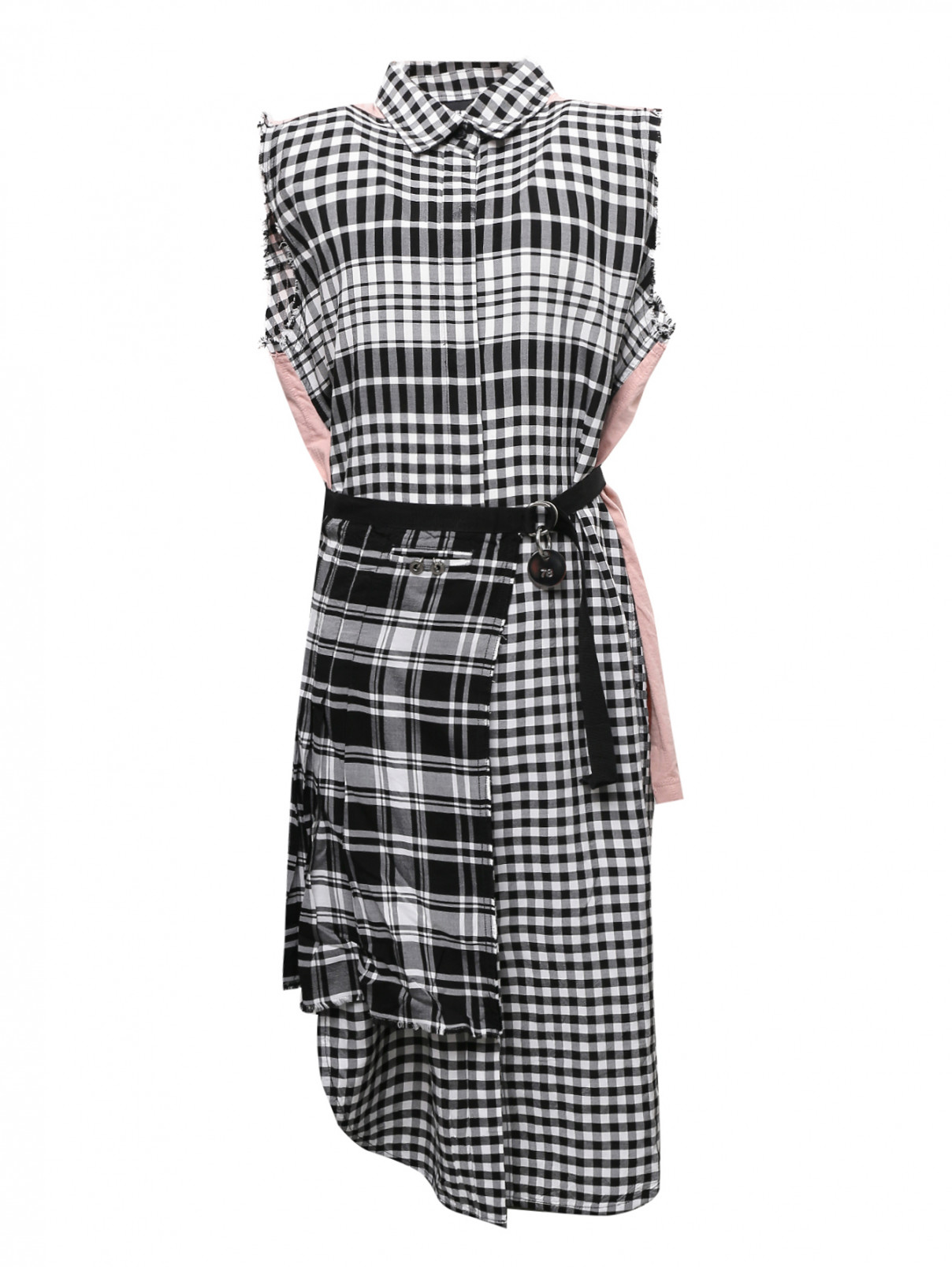 Асимметричное платье в клетку "виши" Diesel  –  Общий вид  – Цвет:  Черный