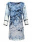Платье из шелка с цветочным узором декорированное стразами Marina Rinaldi  –  Общий вид
