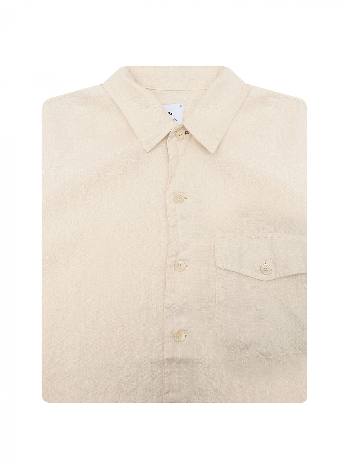 Рубашка из льна с карманом Paul Smith  –  Общий вид  – Цвет:  Бежевый