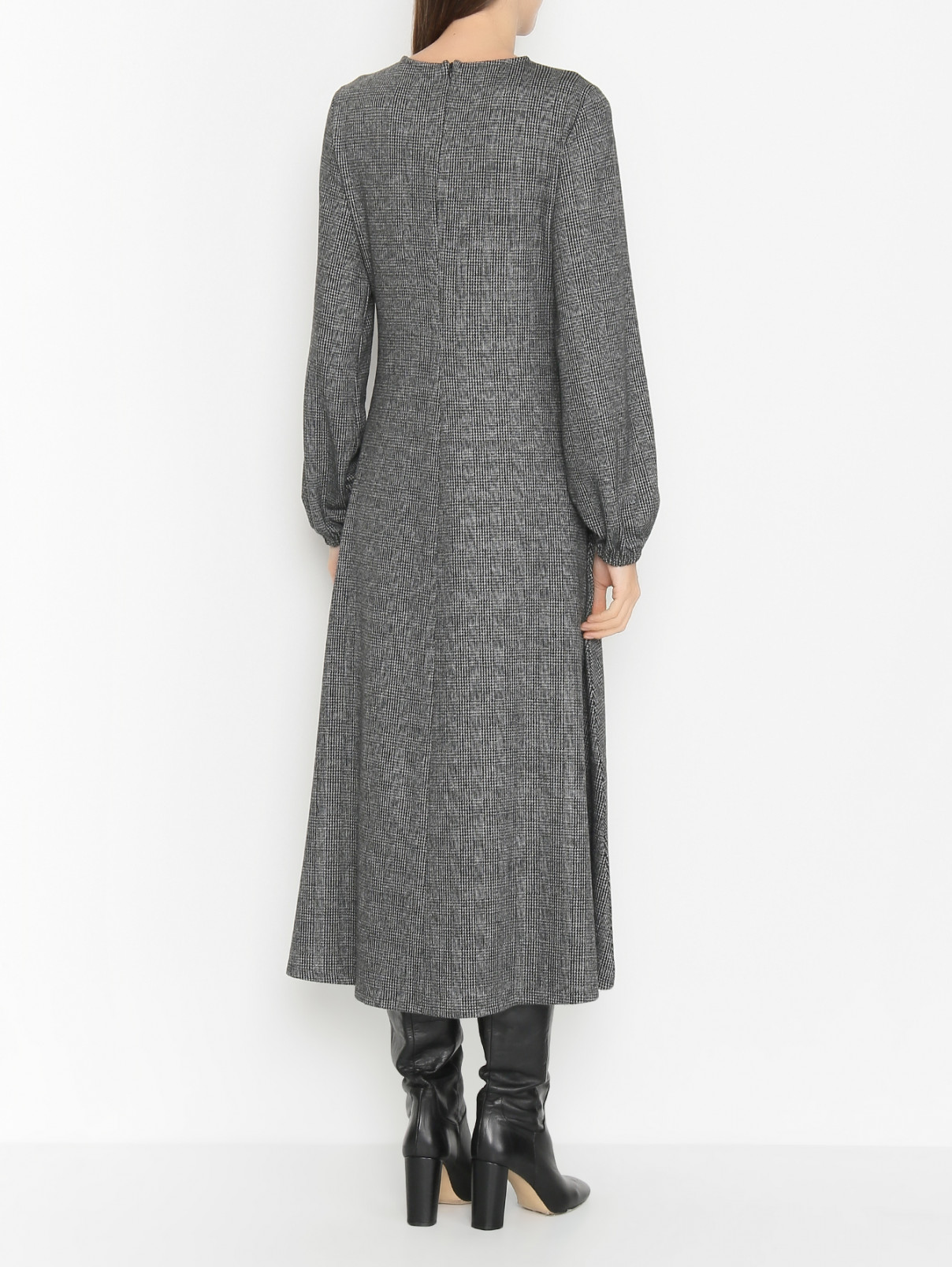 Трикотажное платье с узором Weekend Max Mara  –  МодельВерхНиз1  – Цвет:  Серый