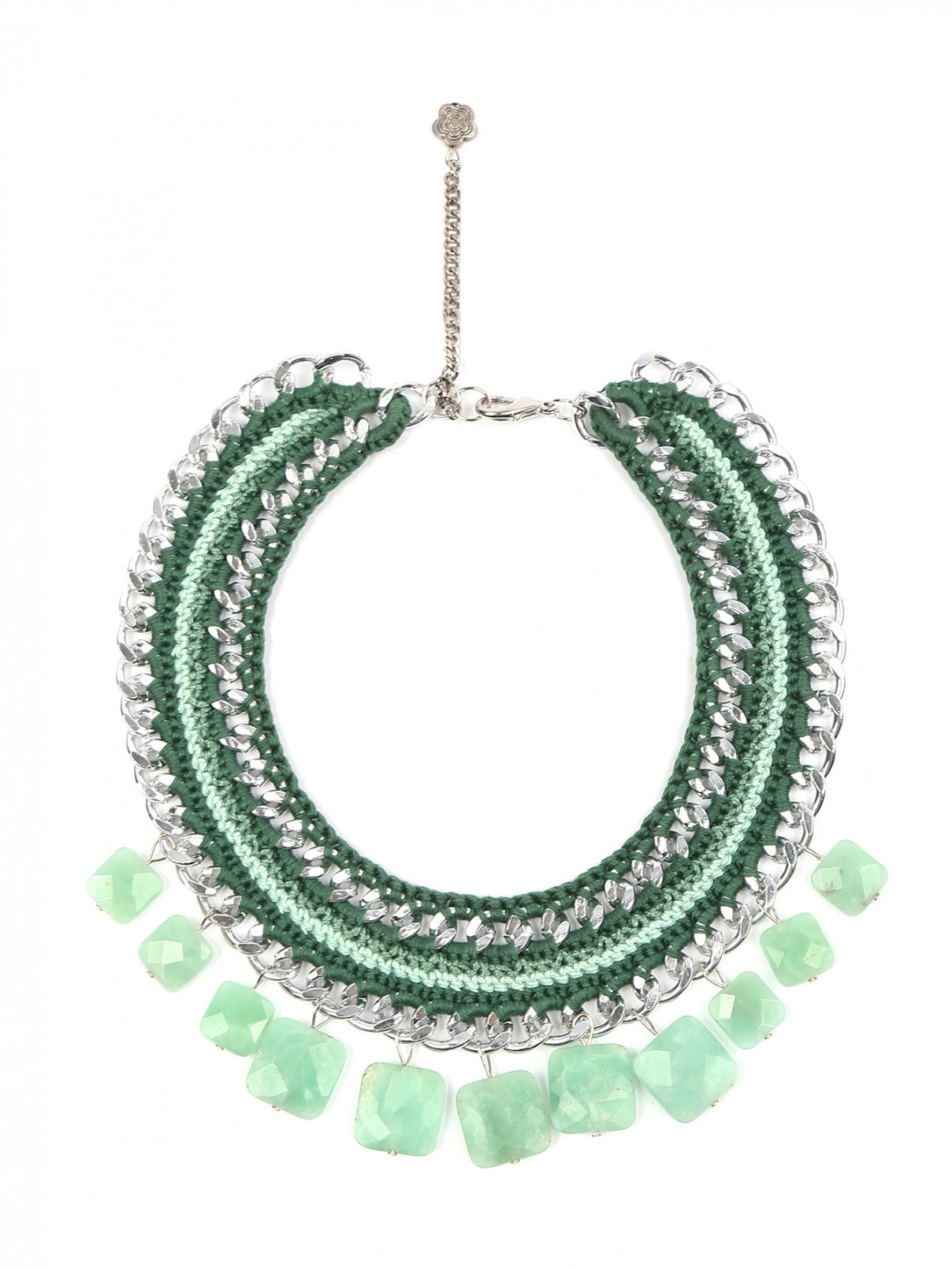Ожерелье из текстиля с нефритом Inga Kazumyan  –  Общий вид  – Цвет:  Зеленый