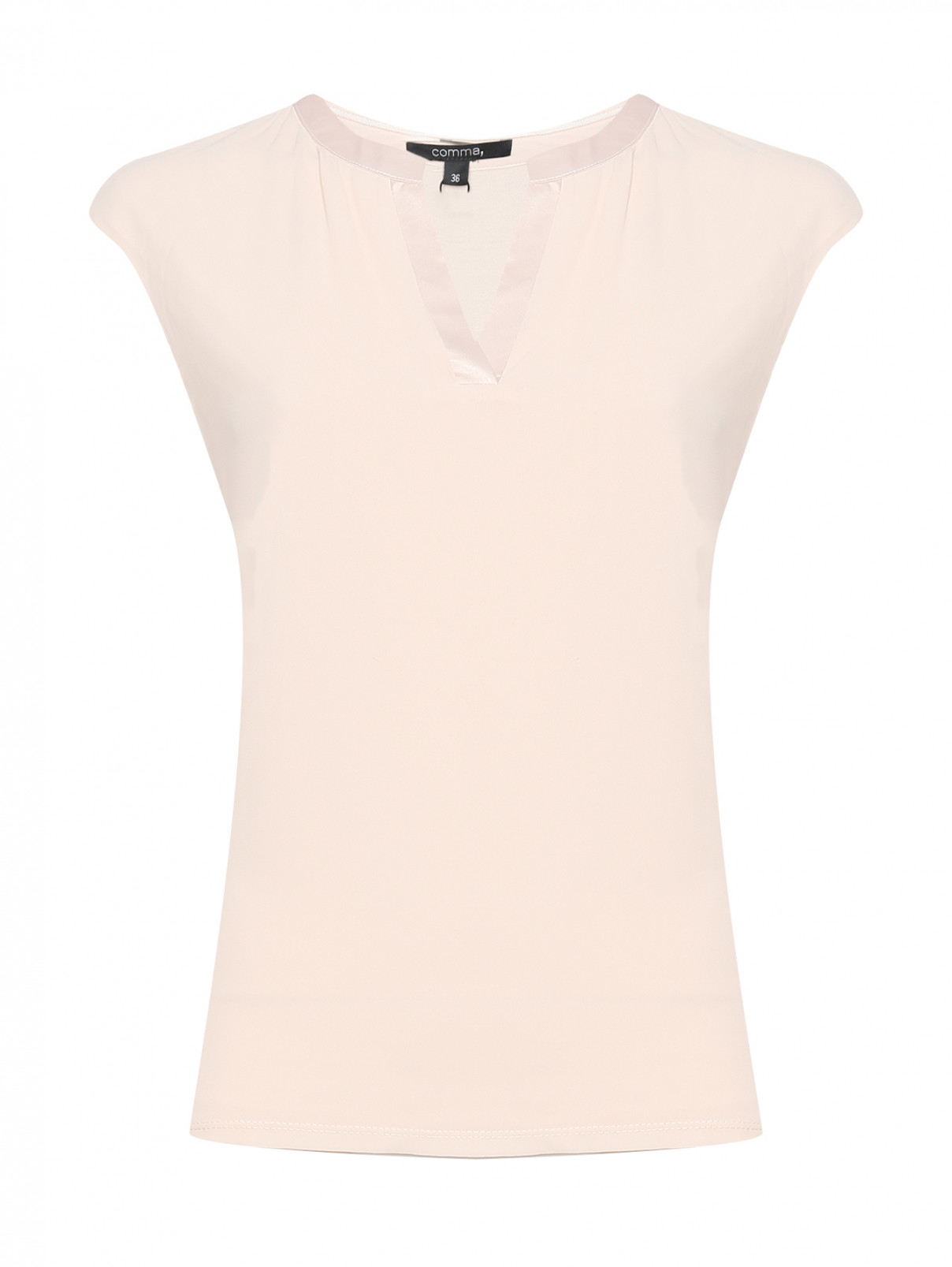 Блуза из смесовой вискозы с V-образным вырезом Comma  –  Общий вид  – Цвет:  Розовый
