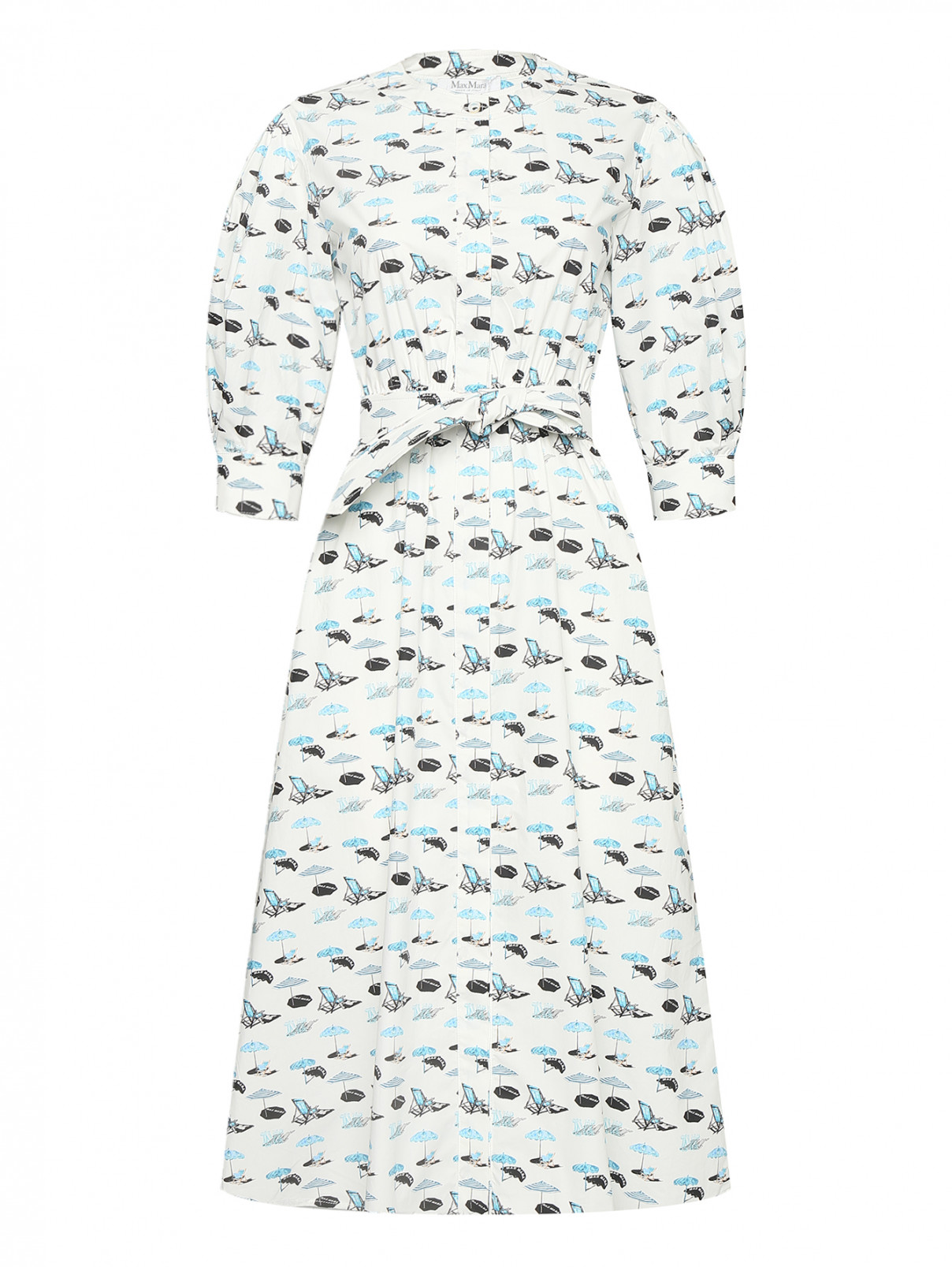 Платье-миди из хлопка с узором Max Mara  –  Общий вид  – Цвет:  Узор