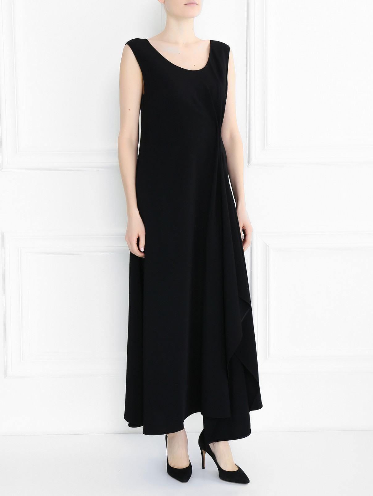 Платье с драпировкой без рукавов Jil Sander  –  Модель Общий вид  – Цвет:  Черный