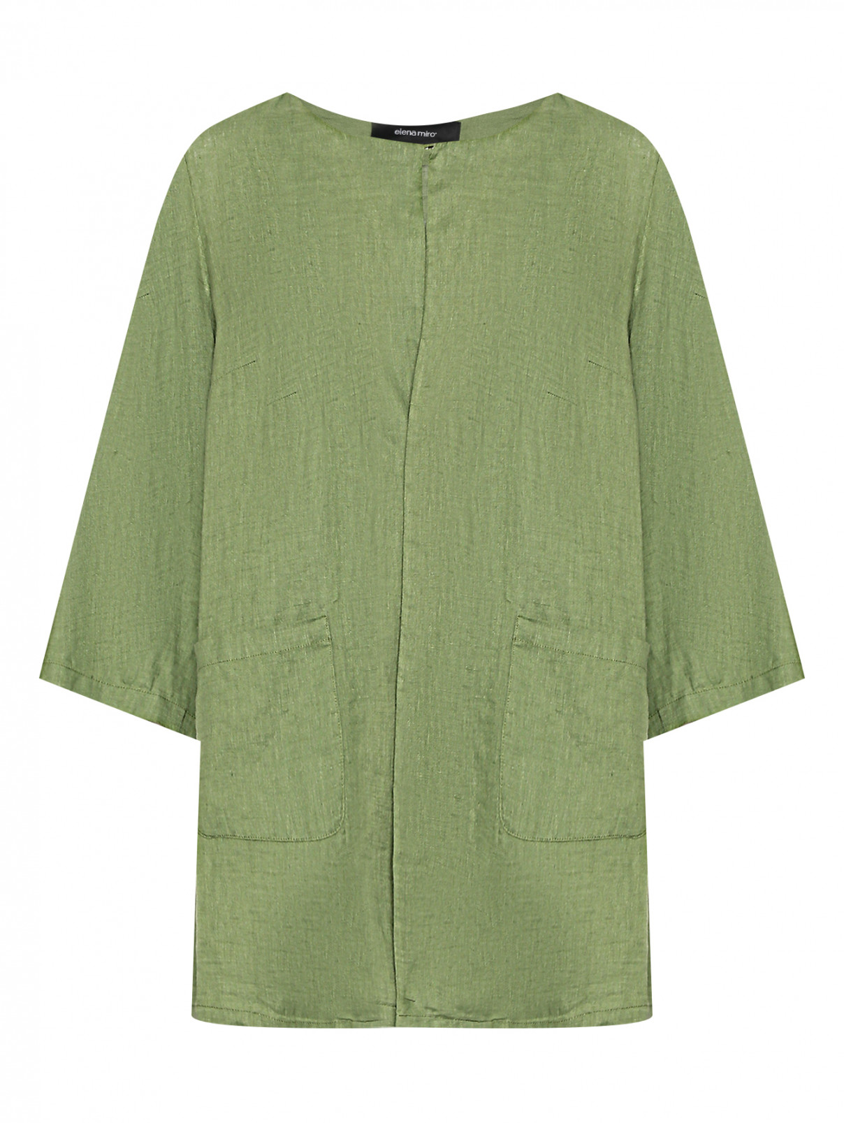 Легкий жакет из льна с карманами Elena Miro  –  Общий вид  – Цвет:  Зеленый