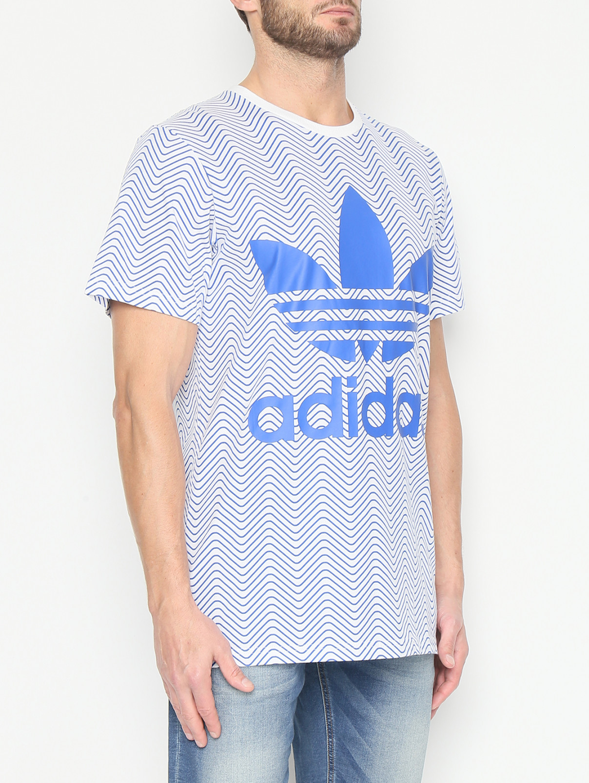 Футболка из хлопка с логотипом Adidas Originals  –  МодельВерхНиз  – Цвет:  Белый